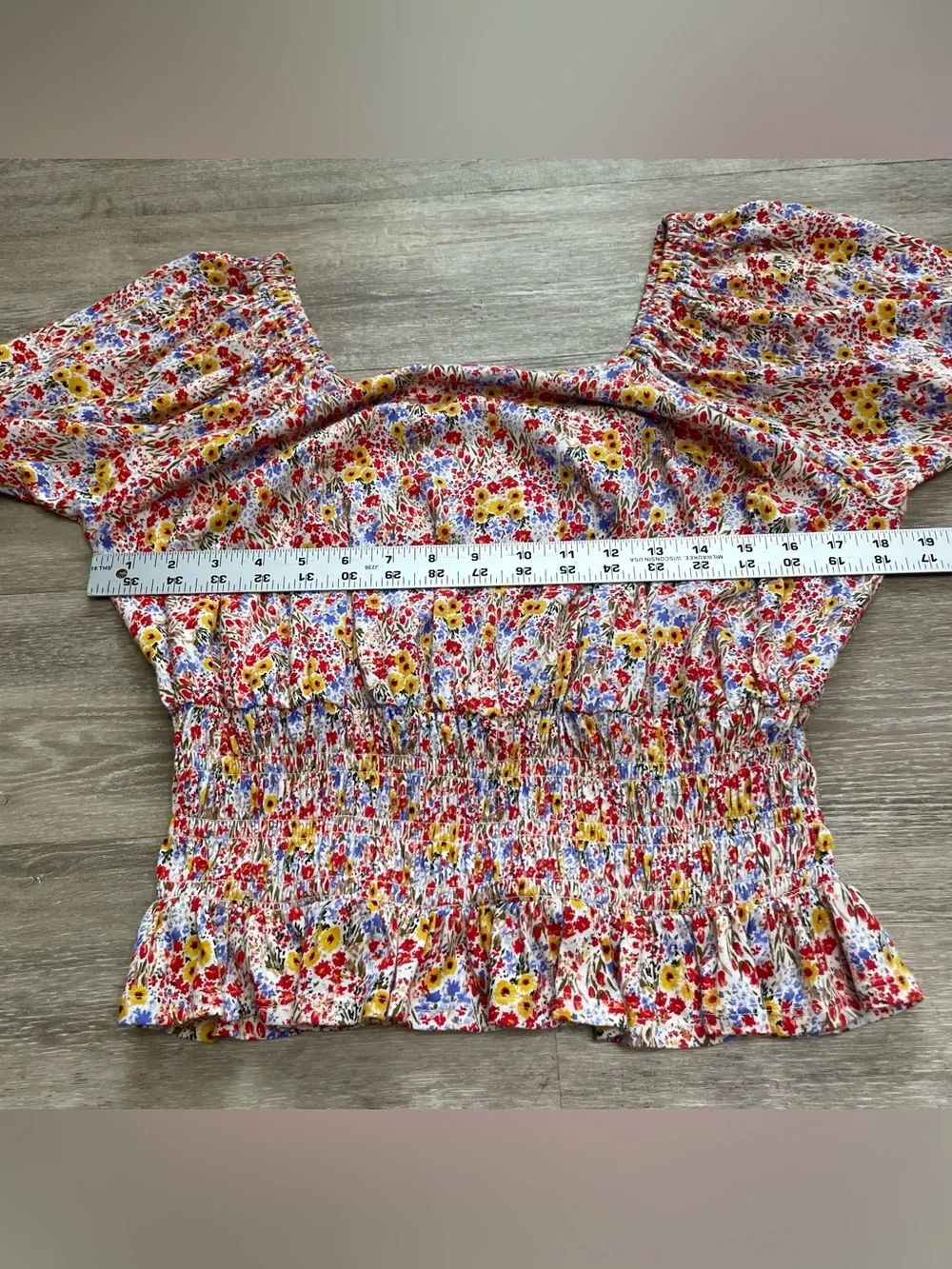 LOFT Outlet Multicolor Floral Smocked Off Shoulder Puff Sleeve Top Sz XS Cottage